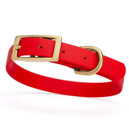 BioThane Waterproof Dog Collar - XS: L 12"-15" x W 5/8" - Black OR Brass Hardware