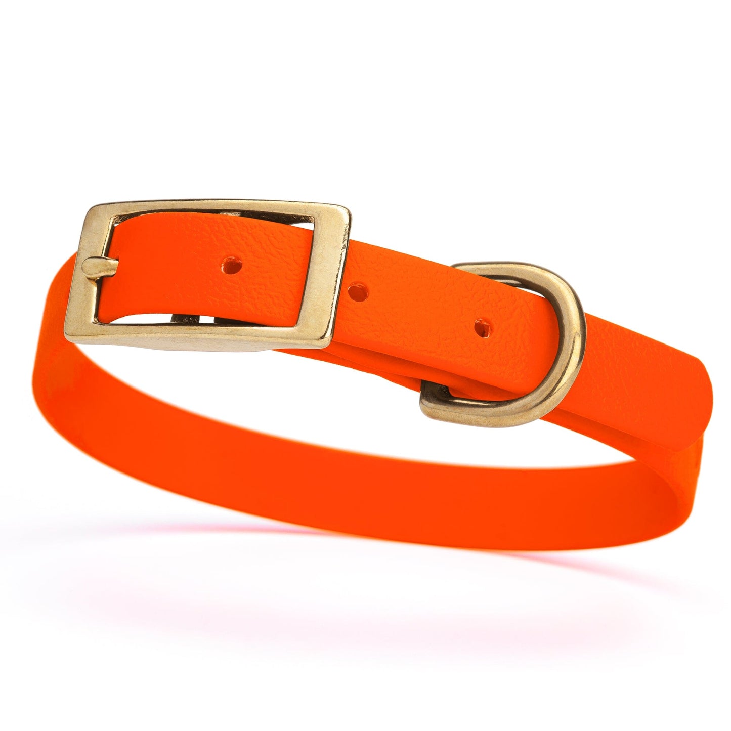 BioThane Waterproof Dog Collar - XS: L 12"-15" x W 5/8" - Black OR Brass Hardware