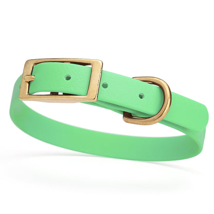 BioThane Waterproof Dog Collar - XS: L 12"-15" x W 5/8" - Black OR Brass Hardware