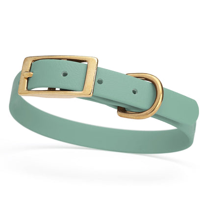 BioThane Waterproof Dog Collar - XS: L 12"-15" x W 5/8" - Black OR Brass Hardware