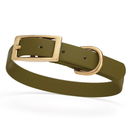 BioThane Waterproof Dog Collar - XS: L 12"-15" x W 5/8" - Black OR Brass Hardware