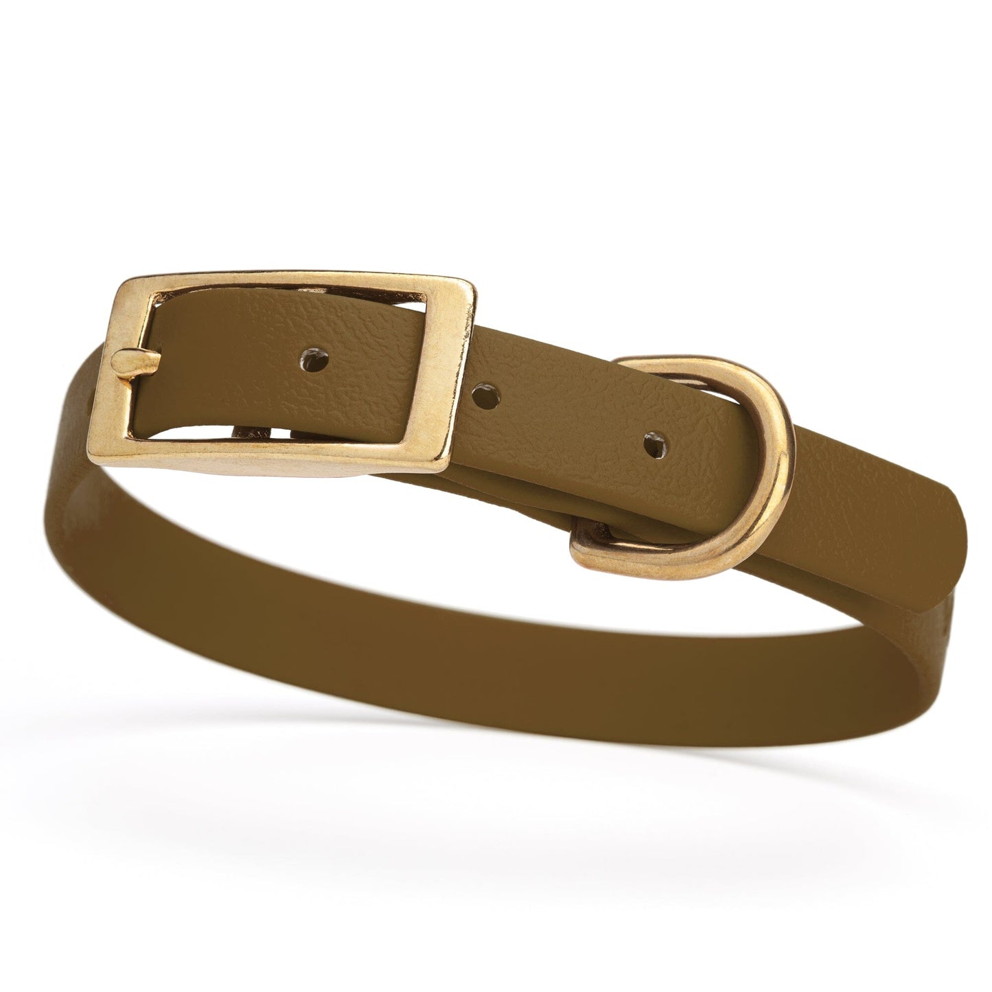 BioThane Waterproof Dog Collar - XS: L 12"-15" x W 5/8" - Black OR Brass Hardware