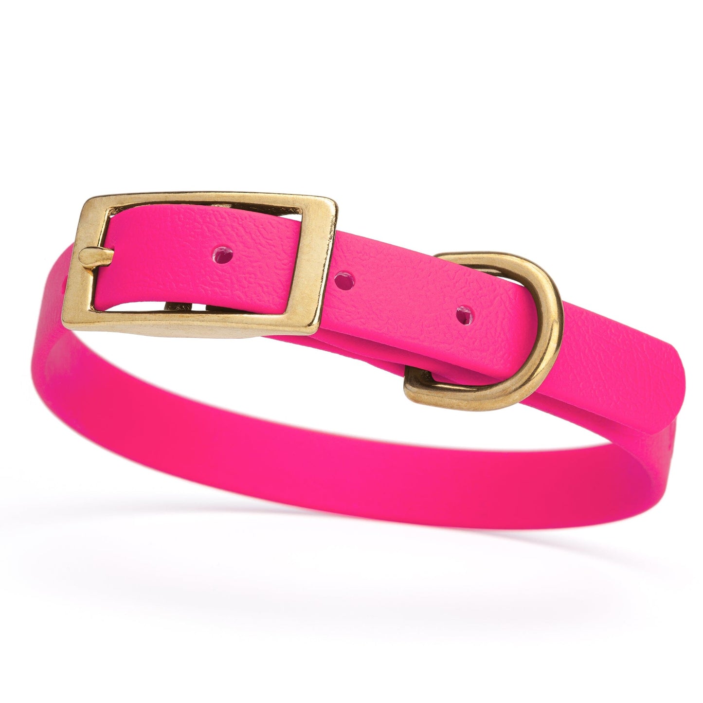 BioThane Waterproof Dog Collar - XS: L 12"-15" x W 5/8" - Black OR Brass Hardware