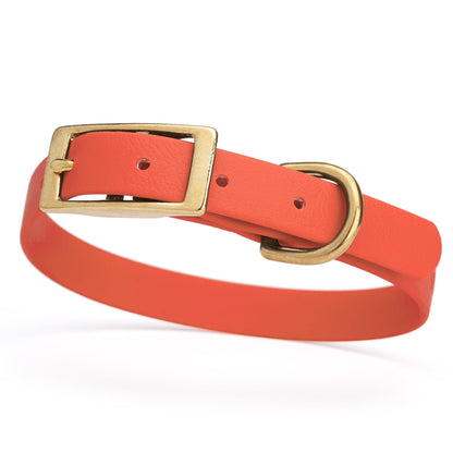 BioThane Waterproof Dog Collar - XS: L 12"-15" x W 5/8" - Black OR Brass Hardware