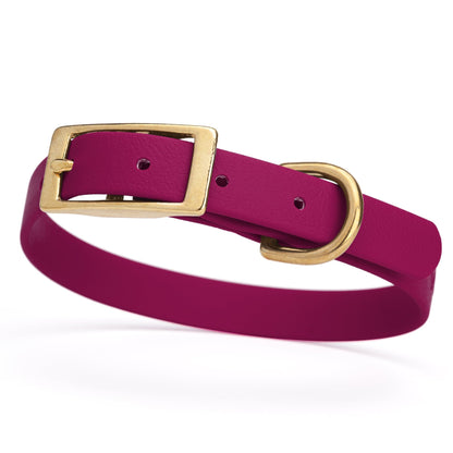 BioThane Waterproof Dog Collar - XS: L 12"-15" x W 5/8" - Black OR Brass Hardware
