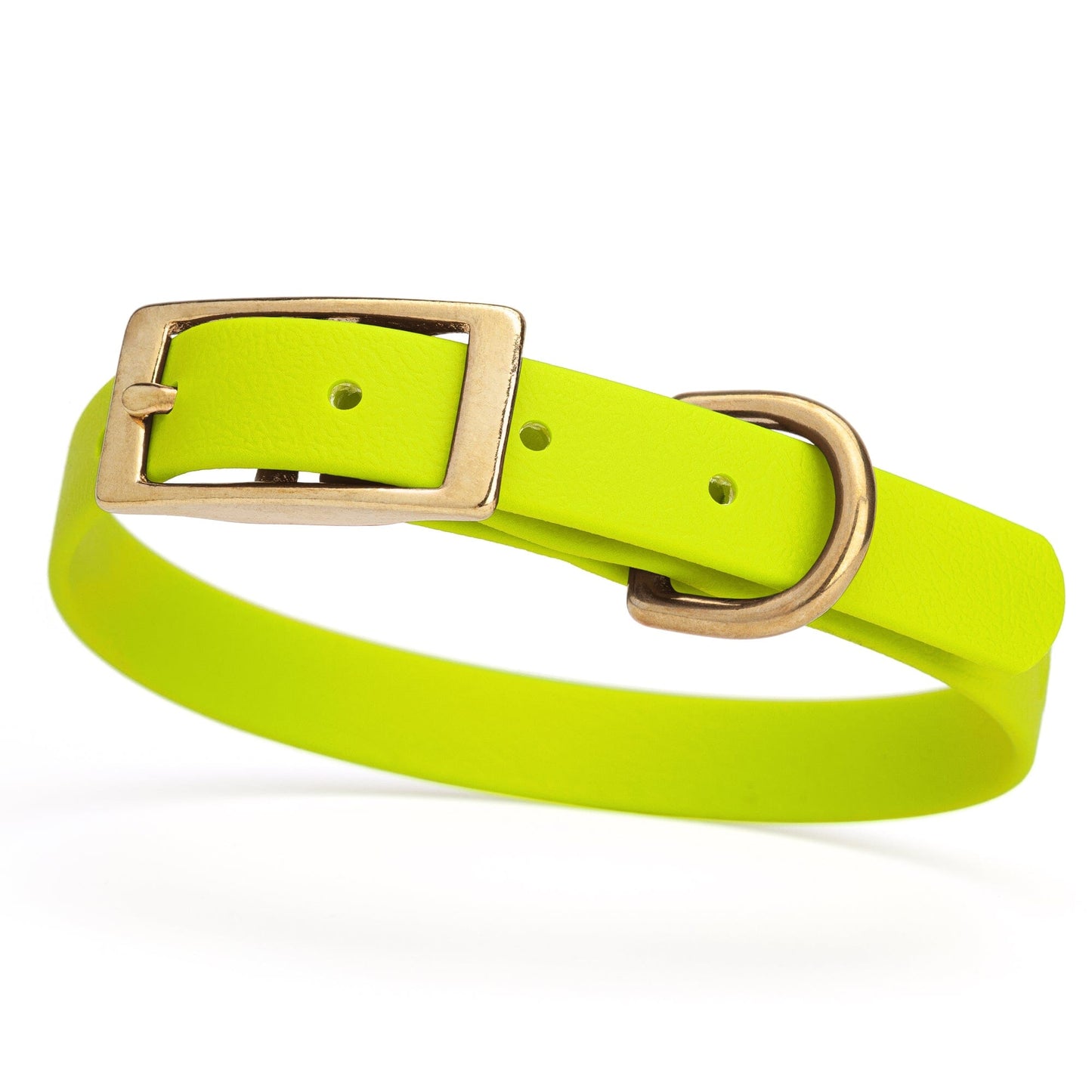 BioThane Waterproof Dog Collar - XS: L 12"-15" x W 5/8" - Black OR Brass Hardware