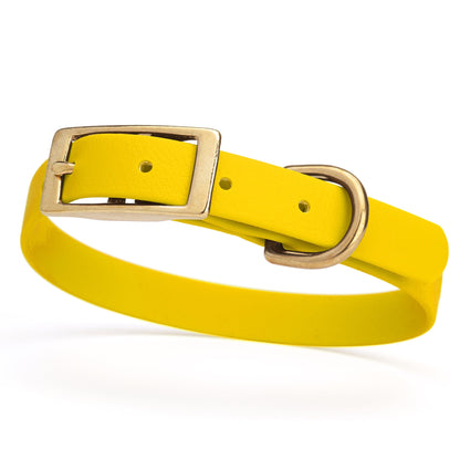 BioThane Waterproof Dog Collar - XS: L 12"-15" x W 5/8" - Black OR Brass Hardware
