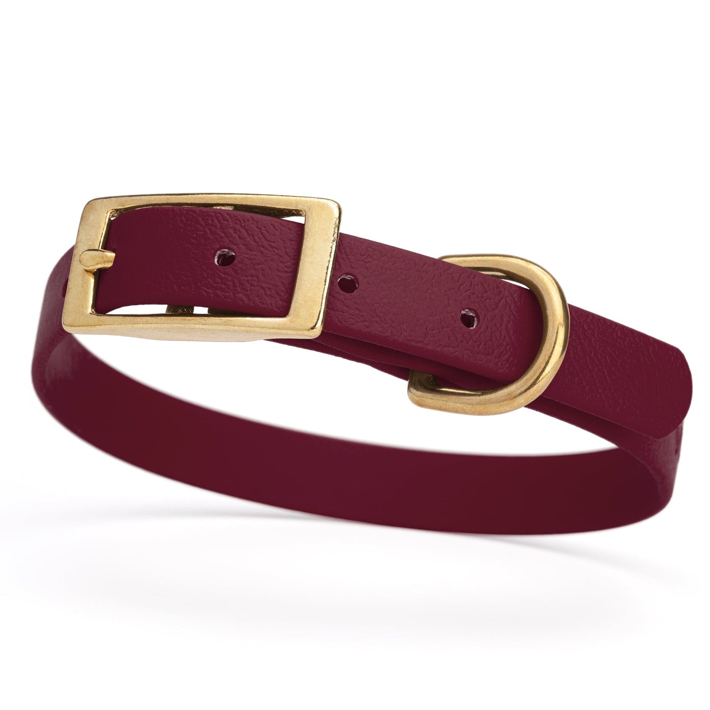 BioThane Waterproof Dog Collar - XS: L 12"-15" x W 5/8" - Black OR Brass Hardware