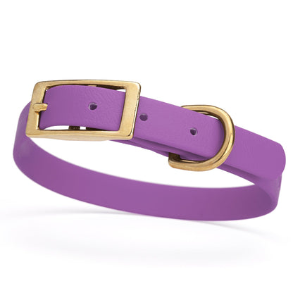 BioThane Waterproof Dog Collar - XS: L 12"-15" x W 5/8" - Black OR Brass Hardware