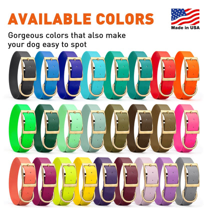 Viper Biothane Waterproof Dog Collar - Brass Hardware - 1.5in Wide, Size L (16 to 20 inches)