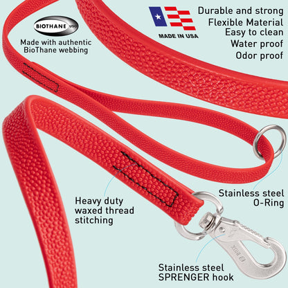 Viper Pebble Emboss Biothane Dog Leash with SPRENGER Stainless Steel Hook