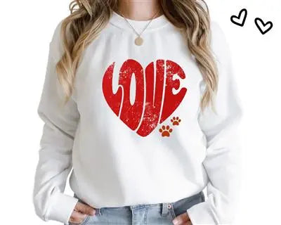 Valentine Love Dog Paw Sweatshirt Hunter K9