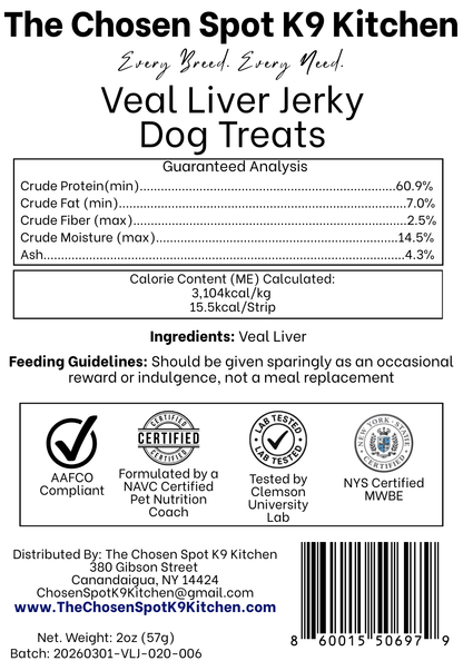 Veal Liver Jerky🥩 Handmade Organic Gluten-Free & Grain-Free Dog Treats