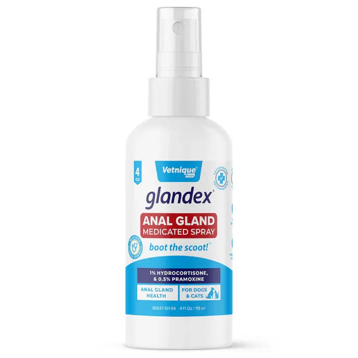 Vetnique Labs Glandex Medicated Anal Gland Pain Relieving Anti-Itch Dog & Cat Spray, 4-fl oz bottle Vetnique