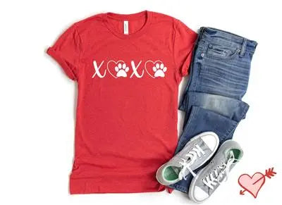 XOXO Dog Paw Red T-Shirt Hunter K9