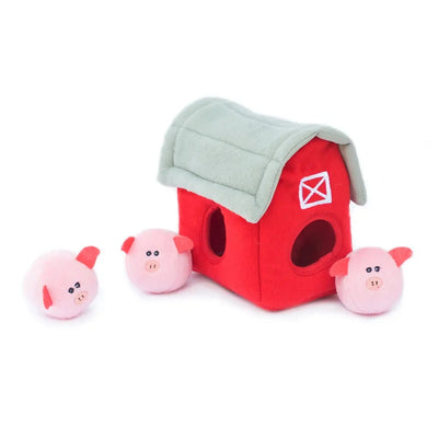 ZippyPaws Zippy Burrow Dog Toy Barn with Pig Bubble Babies 1ea/MD Zippy Paws