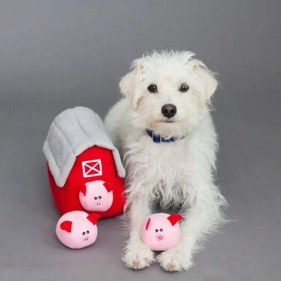 ZippyPaws Zippy Burrow Dog Toy Barn with Pig Bubble Babies 1ea/MD Zippy Paws