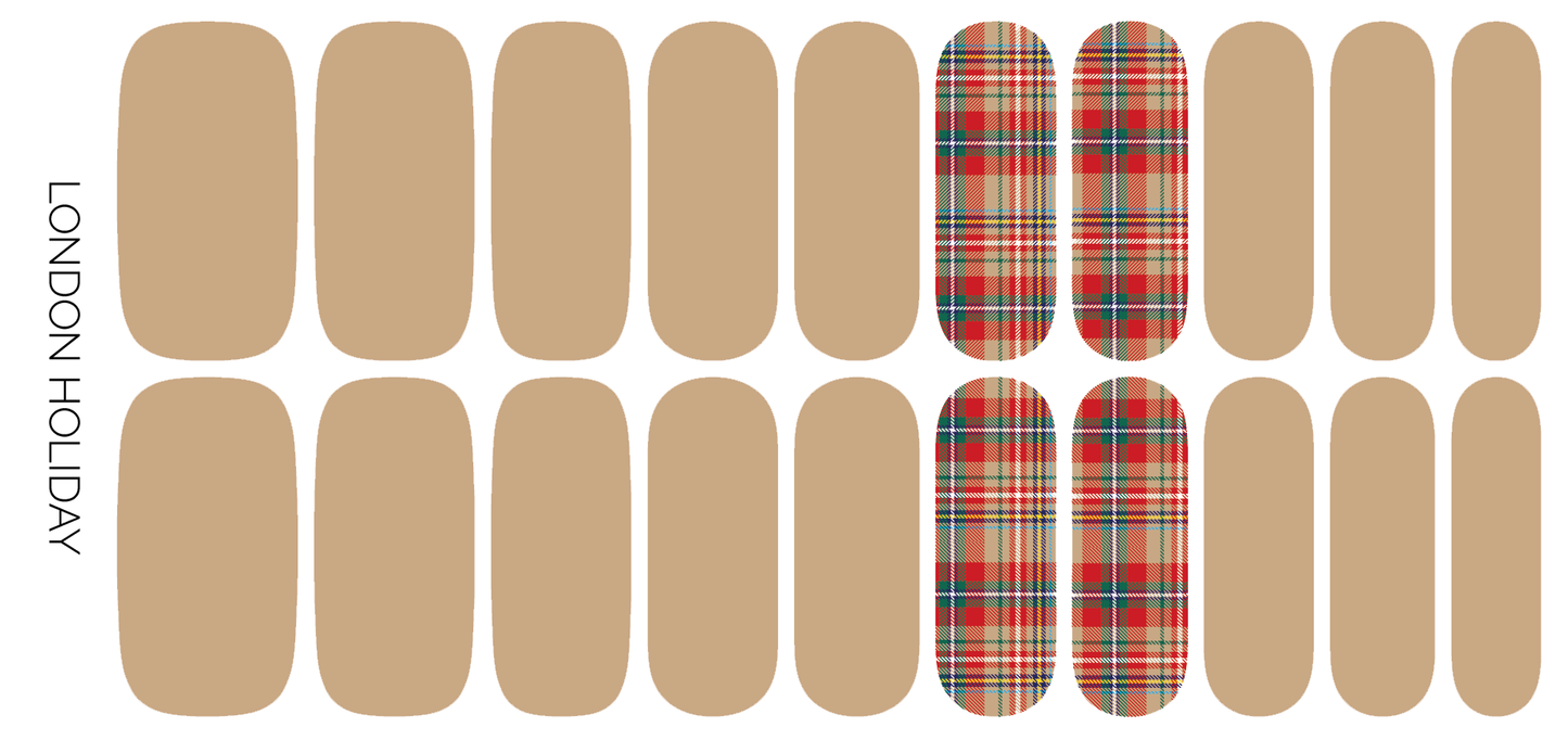 London Holiday | Beige with Plaid Accent Winter Nail Wraps