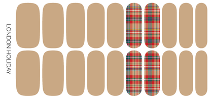 London Holiday | Beige with Plaid Accent Winter Nail Wraps
