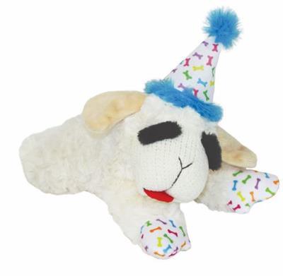 Birthday Blue Lamb Chop Dog Toy, 10.5" - Bark & Beyond