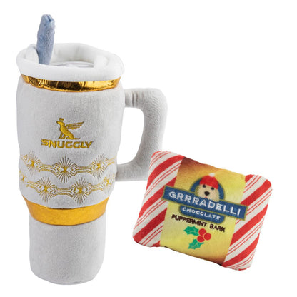 Snuggly Cup Holiday Ivory & Grrradelli Bark Square | Christmas Plush Dog Toys