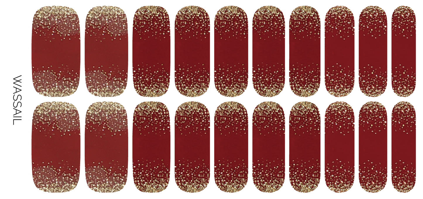 Wassail | Deep Red Gold Glitter Christmas Holiday Nail Wraps