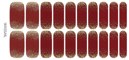 Wassail | Deep Red Gold Glitter Christmas Holiday Nail Wraps