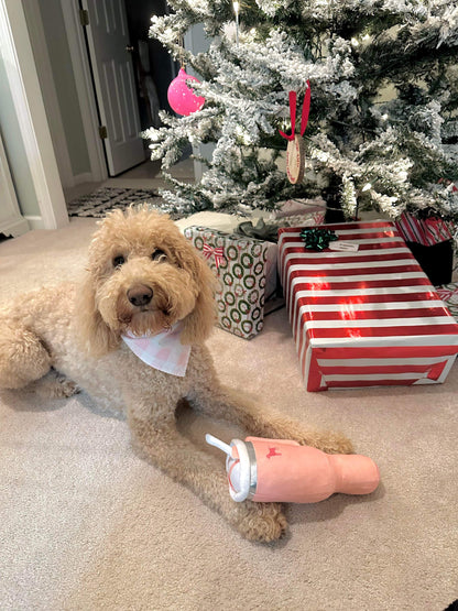 Pup Cup Tumbler Plush Squeaky Dog Toy- Ideal Birthday Dog Toy Gift