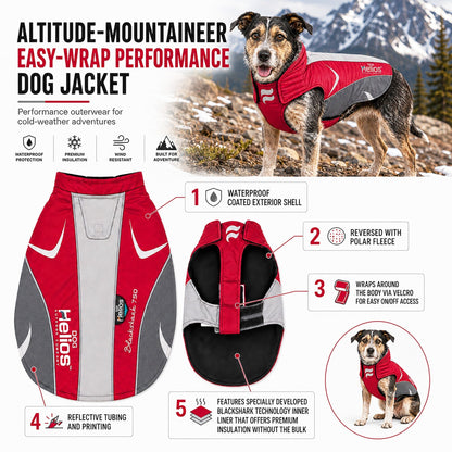 Dog Helios ® Altitude-Mountaineer Wrap-Hook-and-Loop Waterproof Dog Coat