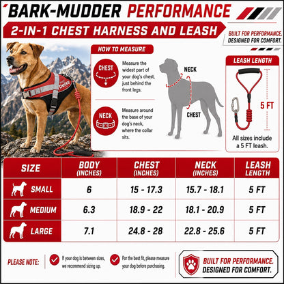 Dog Helios ® 'Bark-Mudder' 2-in-1 Reflective and Adjustable Sporty Dog Harness and Leash