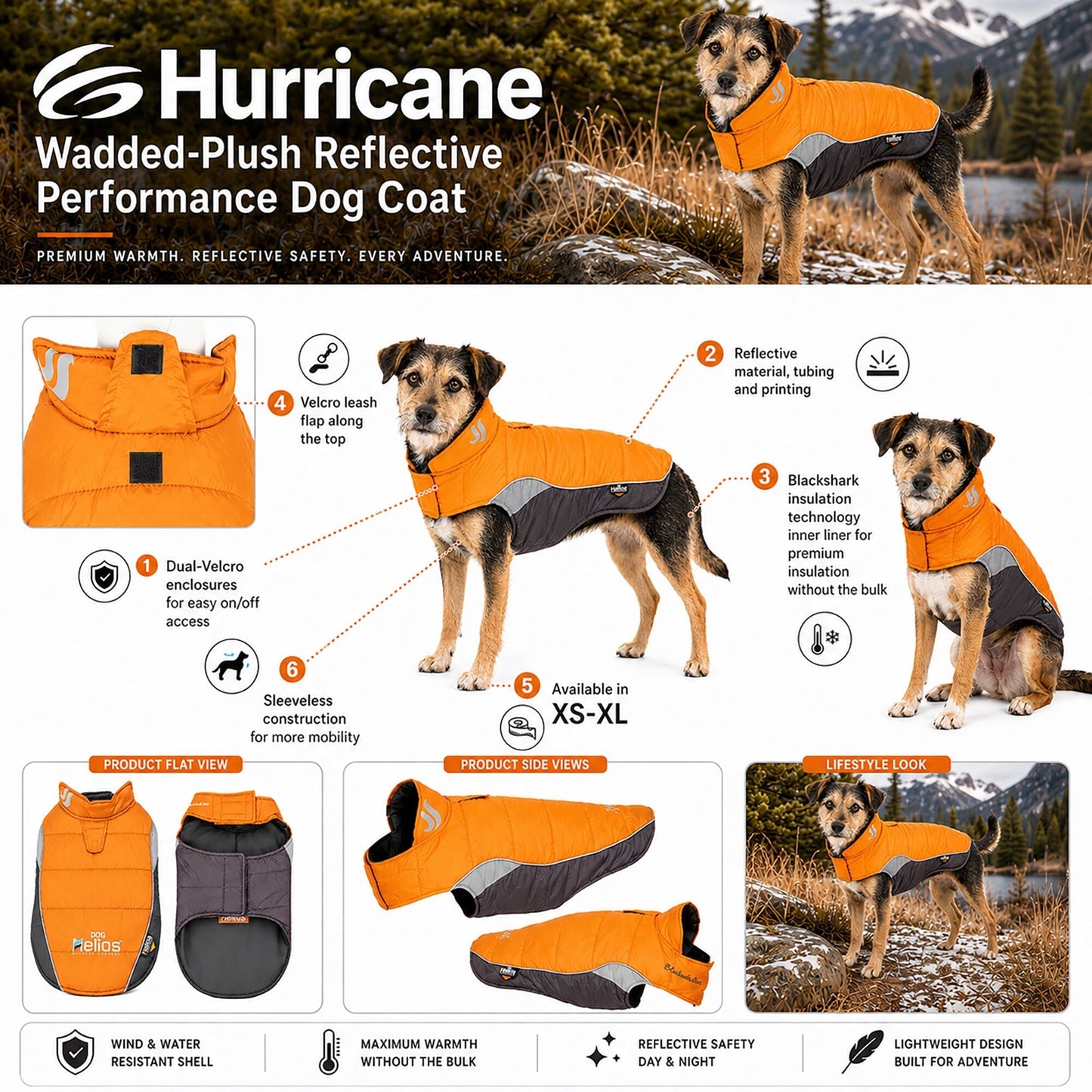 Dog Helios ® Hurricane-Waded Plush 3M Reflective Insulated Winter Dog Coat