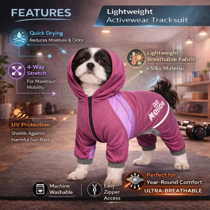 Dog Helios ® 'Namastail' Lightweight 4-Way-Stretch Yoga Performance Dog Tracksuit Hoodie