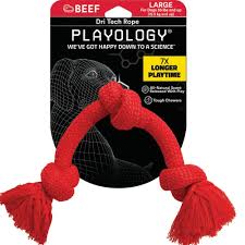 Playology Dri-Tech Rope Dog Toy – Beef Scented Large: 35+ lbs