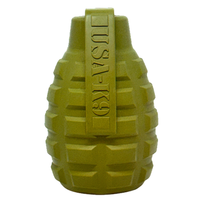 Grenade Shaped eDispenser Durable Dog Chew Toy & Treat Dispenser - Army Green