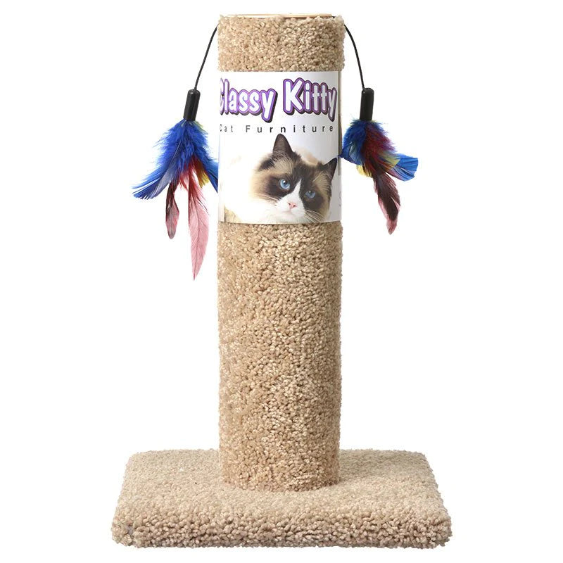 North American Classy Kitty Cat Scratching Post with Feathers 17"