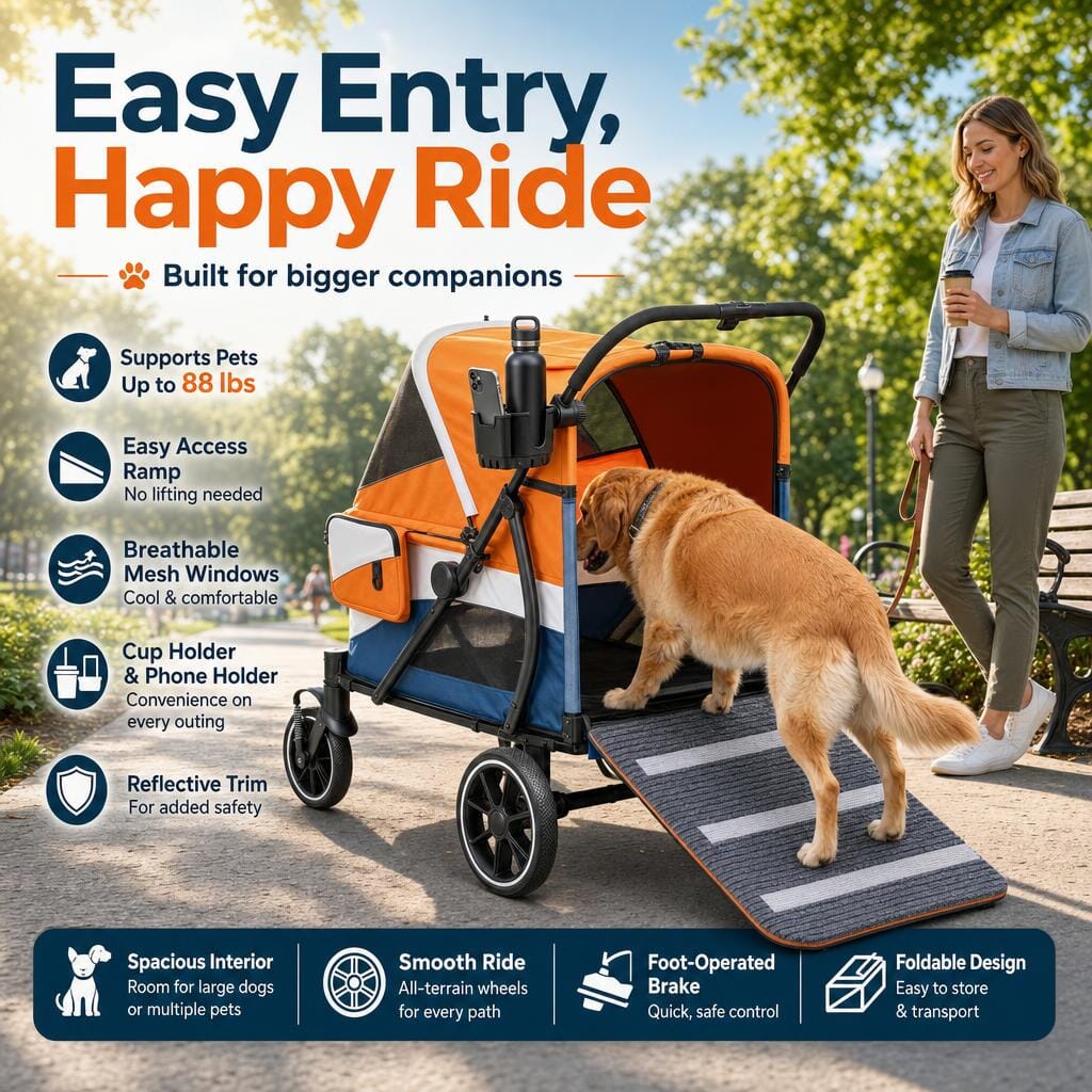 Powerhouse Pet Cruiser Stroller with Easy Access Ramp