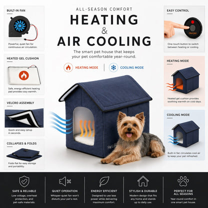 Pet Life 'Hush Puppy' Collapsible Electronic Heating and Cooling Smart Pet House