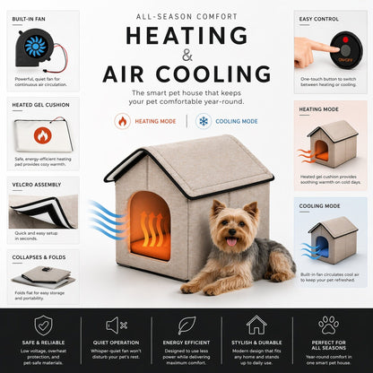 Pet Life 'Hush Puppy' Collapsible Electronic Heating and Cooling Smart Pet House