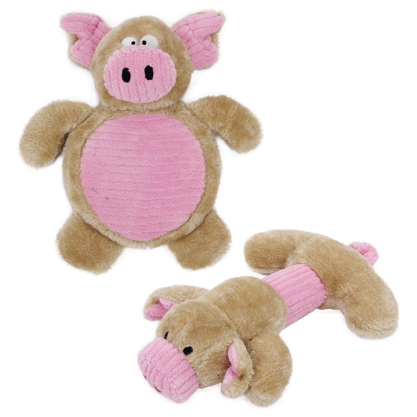 Pet Life ® 2-piece Dual Squeaker and Plush Animal Dog Toy Set