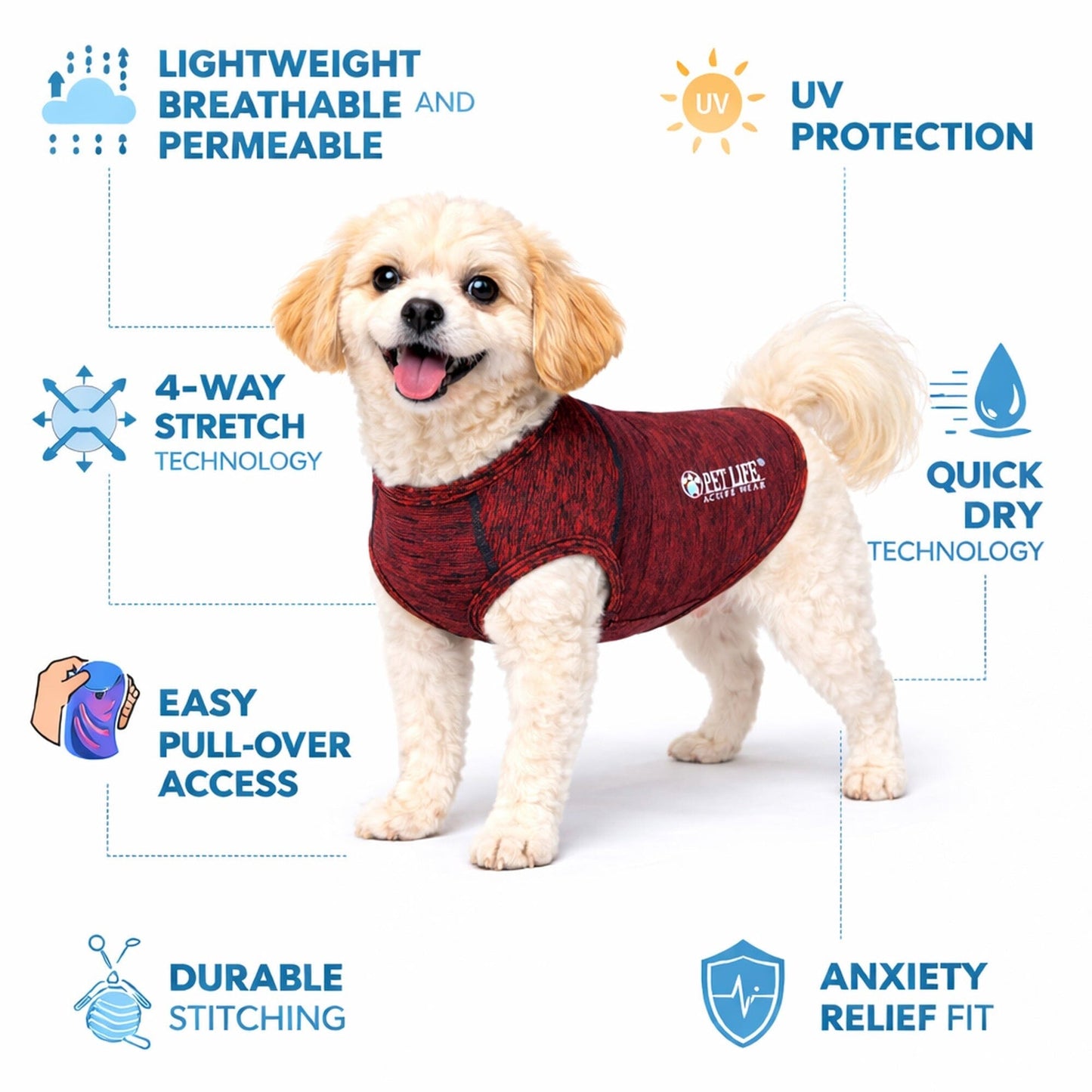 Pet Life ® Active 'Aero-Pawlse' Quick-Dry and 4-Way-Stretch Yoga Fitness Dog T-Shirt Tank Top