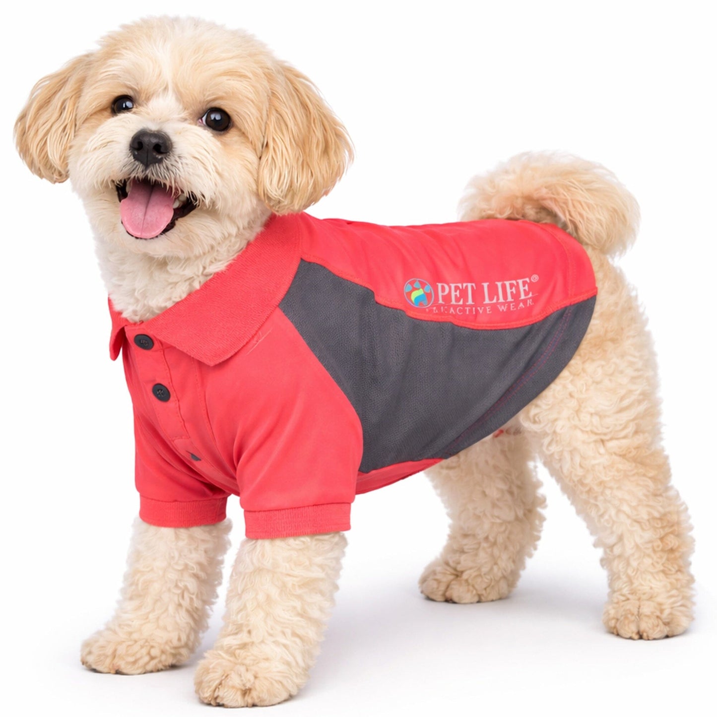 Pet Life ® Active 'Barko Pawlo' Relax-Stretch Quick-Drying Performance Dog Polo T-Shirt