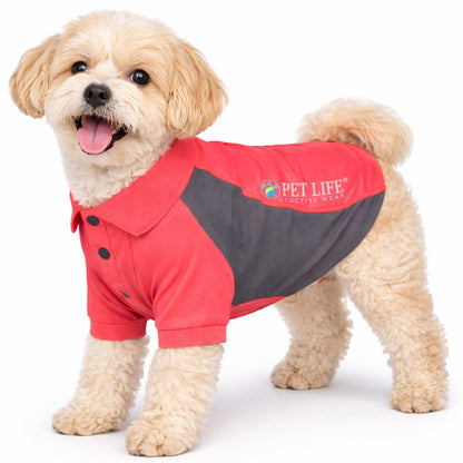 Pet Life ® Active 'Barko Pawlo' Relax-Stretch Quick-Drying Performance Dog Polo T-Shirt