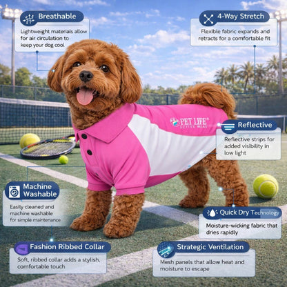 Pet Life ® Active 'Barko Pawlo' Relax-Stretch Quick-Drying Performance Dog Polo T-Shirt