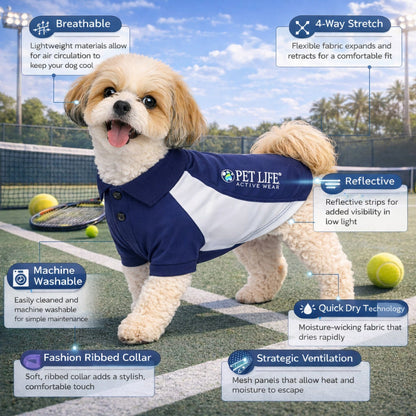 Pet Life ® Active 'Barko Pawlo' Relax-Stretch Quick-Drying Performance Dog Polo T-Shirt