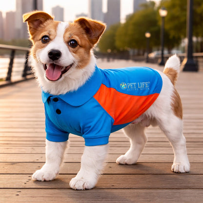 Pet Life ® Active 'Barko Pawlo' Relax-Stretch Quick-Drying Performance Dog Polo T-Shirt