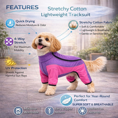 Pet Life ® Active 'Chase Pacer' Medium-weight 4-Way-Stretch Yoga Fitness Dog Tracksuit
