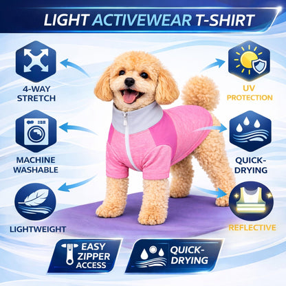 Pet Life ® Active 'Chewitt Wagassy' 4-Way-Stretch Yoga Fitness Long-Sleeve Dog T-Shirt