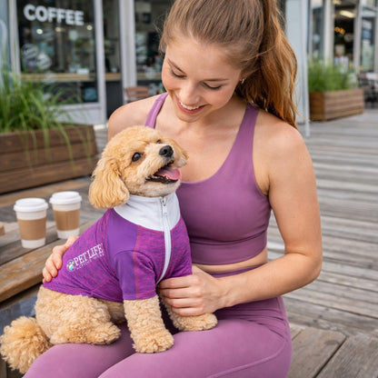 Pet Life ® Active 'Chewitt Wagassy' 4-Way-Stretch Yoga Fitness Long-Sleeve Dog T-Shirt