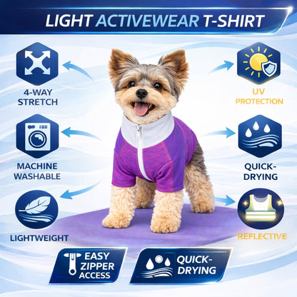 Pet Life ® Active 'Chewitt Wagassy' 4-Way-Stretch Yoga Fitness Long-Sleeve Dog T-Shirt