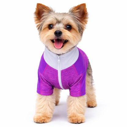 Pet Life ® Active 'Chewitt Wagassy' 4-Way-Stretch Yoga Fitness Long-Sleeve Dog T-Shirt